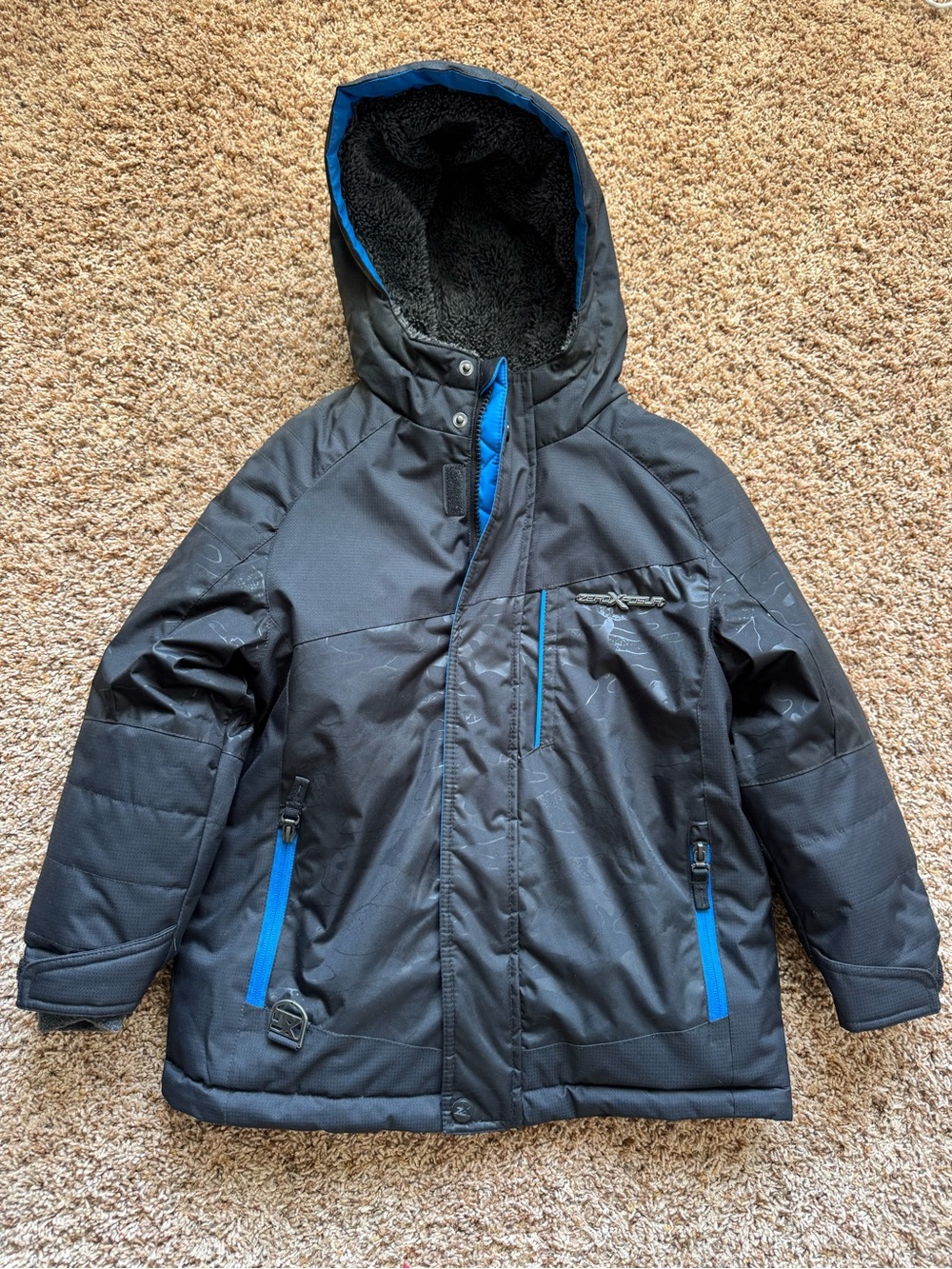 ZeroXposur Black Hooded Puffer Jacket with Blue Accents